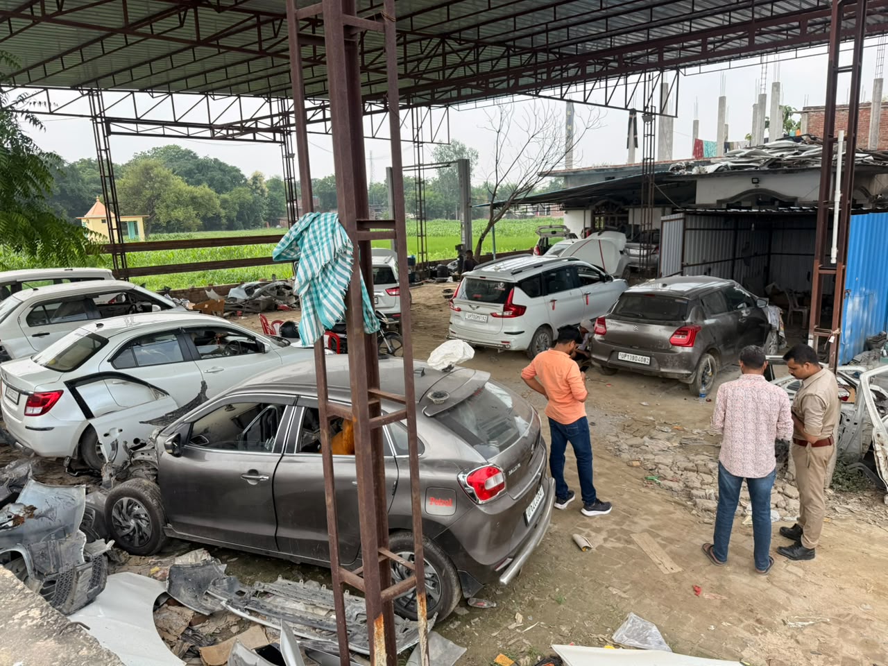 Tools and equipment inside Lucky Automobile Workshop Jaunpur