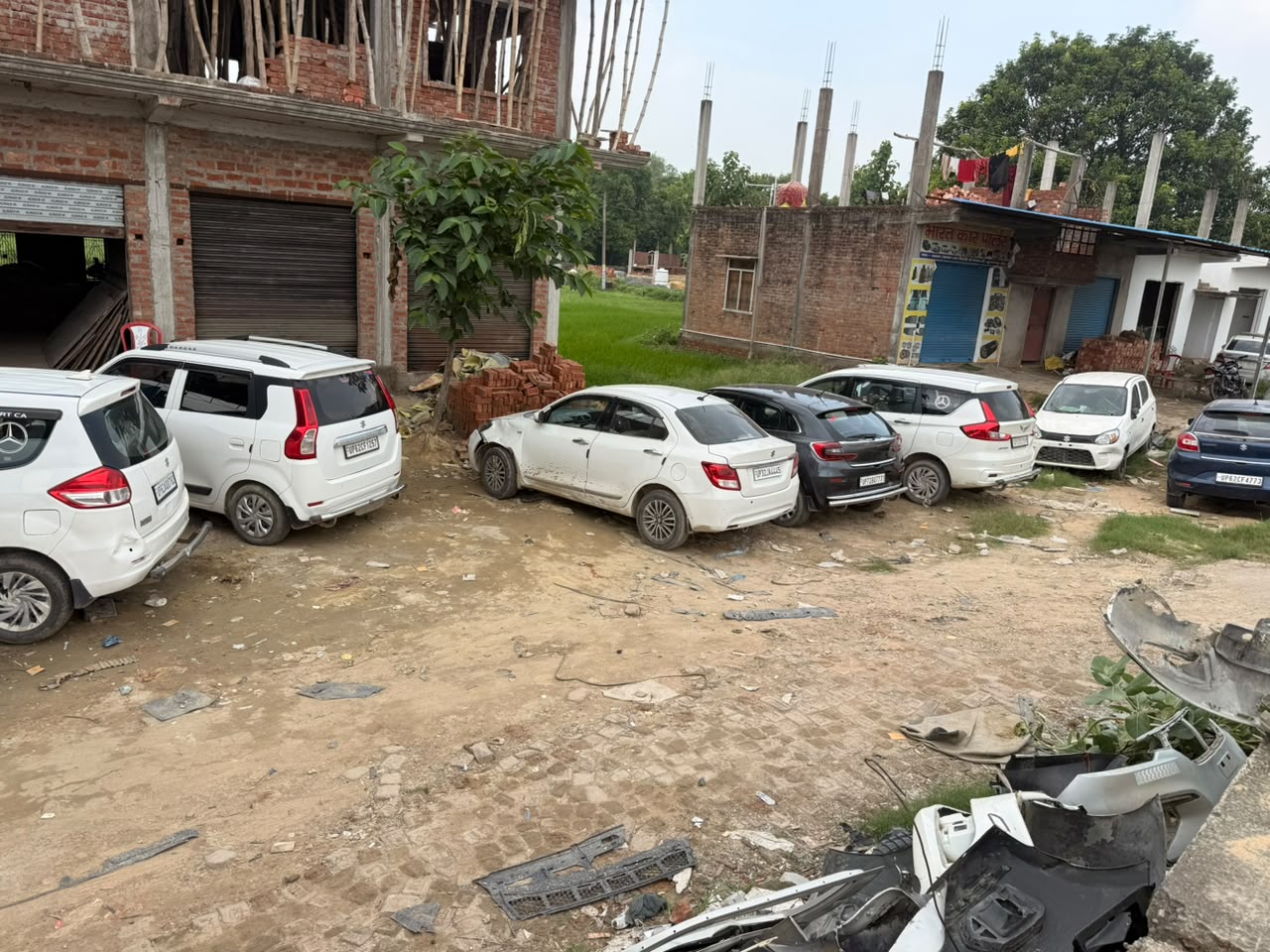 Tools and equipment inside Lucky Automobile Workshop Jaunpur